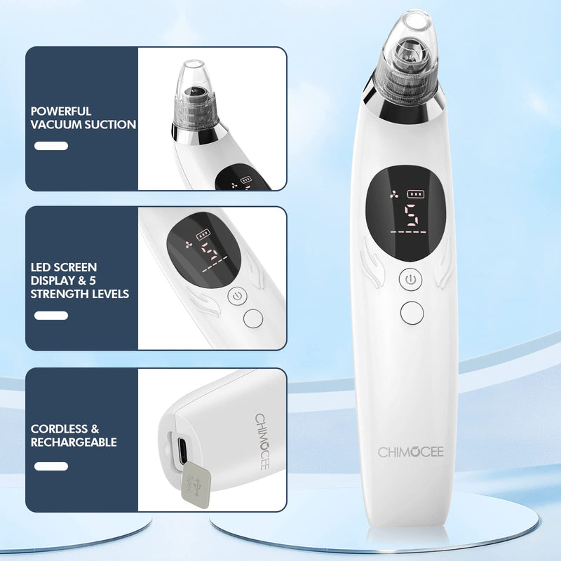 2023 Newest Blackhead Remover Pore Vacuum, Upgraded Black Head Remover for Face, Electric Acne Comedone Whitehead Extractor Tools-5 Suction Power, 5 Probes, USB Rechargeable Pimple Popper Tool Kit - NewNest Australia