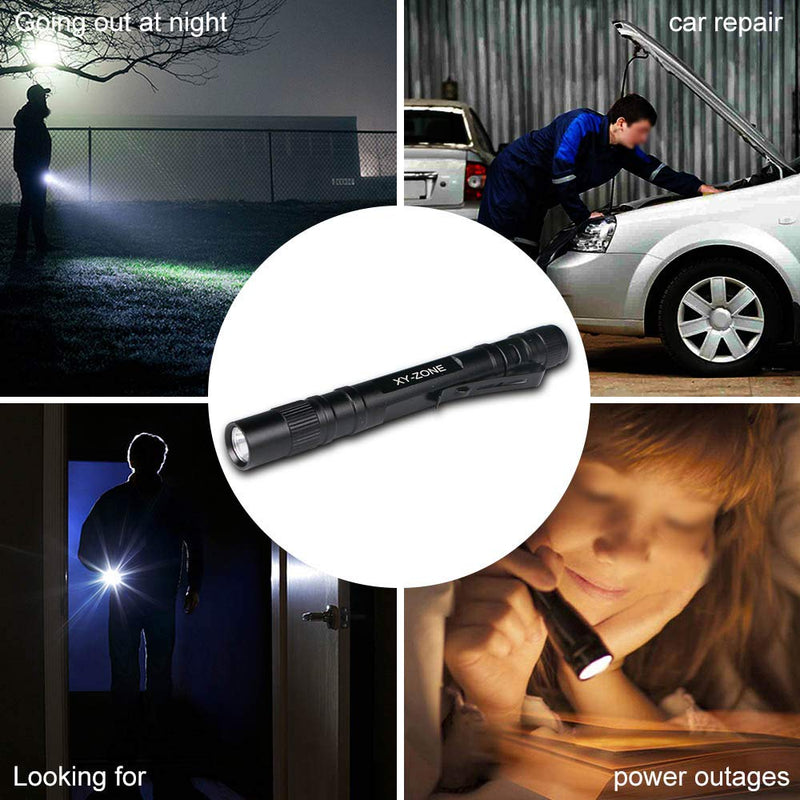 XY Zone 5PCS Led Pen Flashlight 1000 Lumens Lamp Clip Mini Black 507 Pocket Penlight Flashlight Torch Powered by 2 AAA Battery(Battery Not Included) Version 2 - NewNest Australia