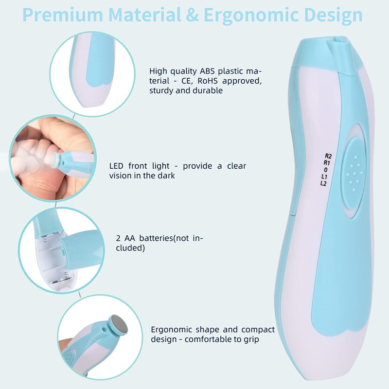 Baby Nail Clipper,Electric Baby Nail Trimmer,Toes Fingernails Care Trimmer with LED Light for Newborn,Kids and Adults(Blue) - NewNest Australia