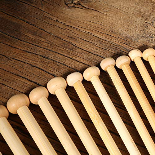 36PCS Bamboo Knitting Needles Set, BetyBedy Single Pointed Knitting Needles, 9 Inches Length Knitting Crochet Supplies for Beginners Handmade (18 Sizes from 2.0mm-10.0mm) - NewNest Australia