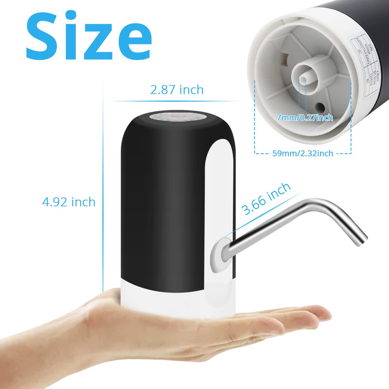 KUFUNG Portable Water Bottle Pump, 5 Gallon Universal Bottle Electric Water Dispenser with Switch and USB charging, for Camping, Kitchen, Workshop, Garage (Black) - NewNest Australia