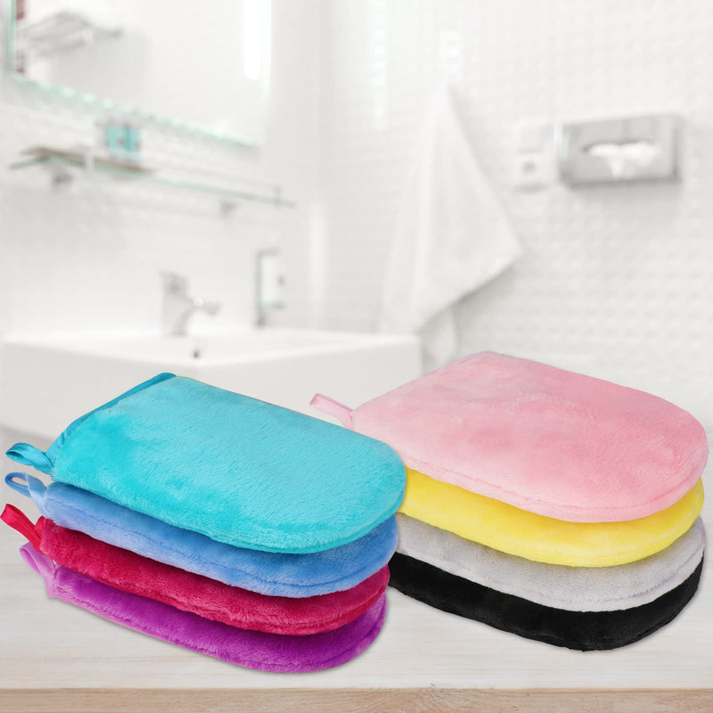 PHOGARY 8 Pcs Microfiber Wash Gloves Flannel Soft Wash Mitt Bath Spa Cloth Reusable Makeup Remover Gloves European Style Wash Cloth 15x21cm (8 Colors) 1 - NewNest Australia
