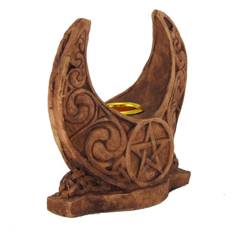 NewNest Australia - Dryad Design Moon Candle Holder Wood Finish 