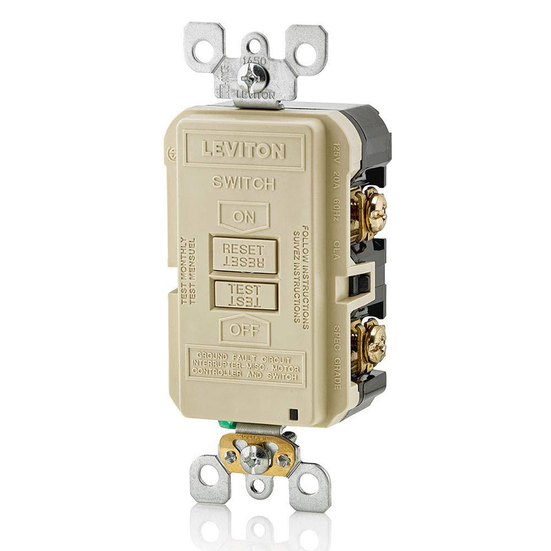 Leviton GFRBF-I Self-Test SmartlockPro Slim Blank Face GFCI Receptacle with LED Indicator, 20-Amp, Ivory - NewNest Australia