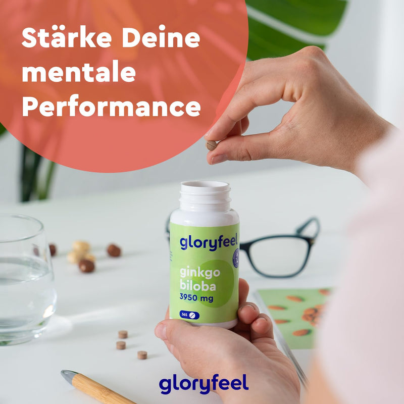 Ginkgo Biloba 3950Mg - 365 Tablets High Dose - With Flavonoglycosides + Terpene Lactones & Ginkgo Acid-Free - 50:1 Extract - Laboratory Tested, Vegan And Made In Germany Without Additives - NewNest Australia