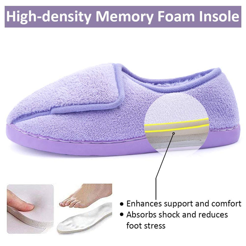Git-up Ladies Diabetic Slippers Arthritis Edema Memory Foam Adjustable Closed Toe Swollen Feet Slippers Comfortable House Indoor Outdoor Shoes with Rubber Sole 4 UK Purple - NewNest Australia