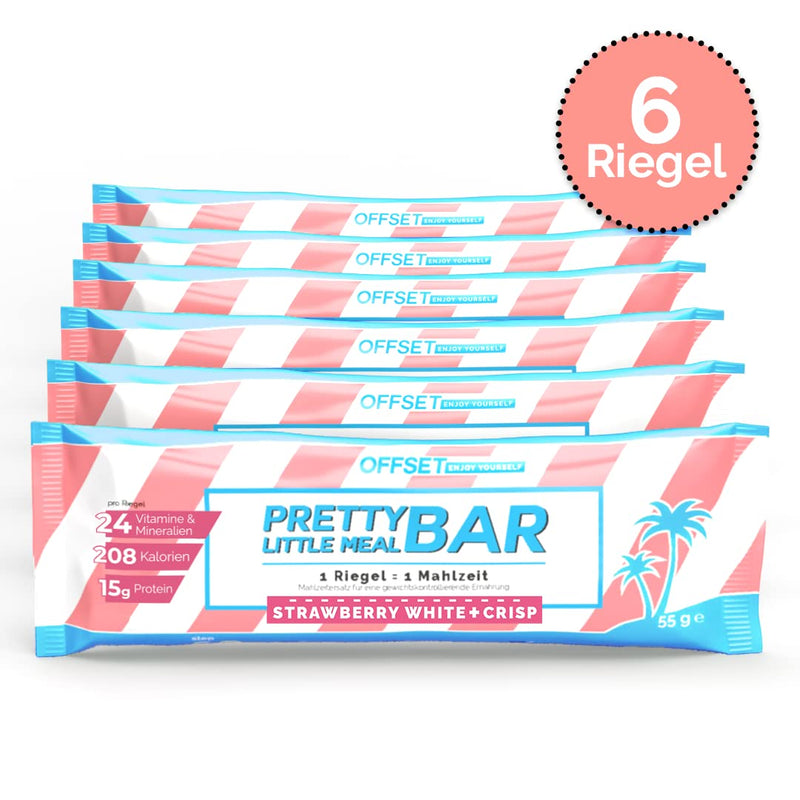 Full Meal Replacement From Offset Nutrition | Pretty Little Meal Bar Strawberry White + Crisp | Sugar-Reduced Slimming Bar Under 220 Calories | 330G For 6 Meals - NewNest Australia