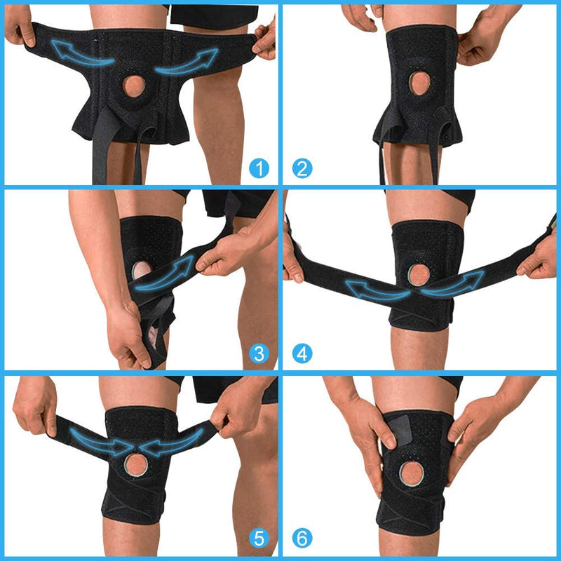 Knee Brace for Arthritis,ACL and Meniscus Tear,Open-Patella Stabiliser, Adjustable Brace,Best Knee pad Support for Sports Injury Rehabilitation & Protection Against re-Injury (Single) BLACK - NewNest Australia