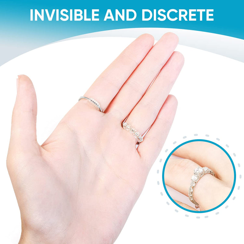 Ring Size Adjuster for Loose Rings - 12 Pack, 2 Sizes - Jewelry Sizer, Mandrel for Making Jewelry Guard, Spacer, Sizer, Fitter - Spiral Silicone Tightener Set with Polishing Cloth - NewNest Australia