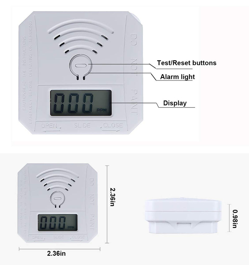 Carbon Monoxide Detector ,CO Gas Monitor Alarm Detector Complies with UL 2034 Standards ,CO Sensor with LED Digital Display for Home,Depot,Battery Powered - NewNest Australia