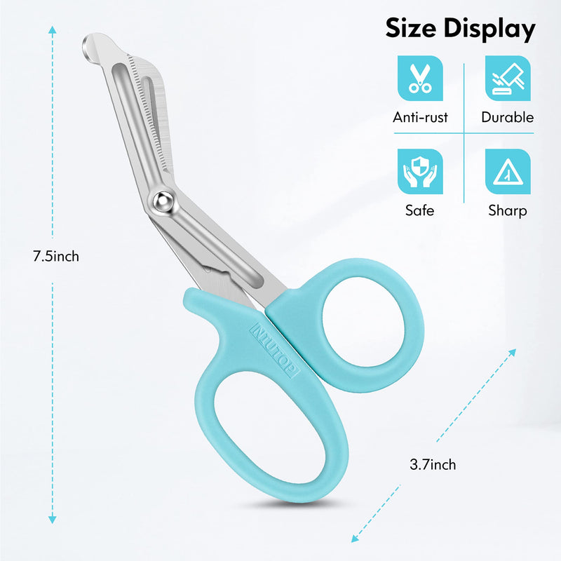 Trauma Shears, Medical Scissors 3-Pack, Premium Bandage Scissors for Nurses, 7.5" Nursing Scissors, Surgical Scissors, Nurse Scissors, Emergency First Aid Scissors, EMT Shears (Black, Aqua Sky, Grey) Black, Aqua Sky, Grey - NewNest Australia