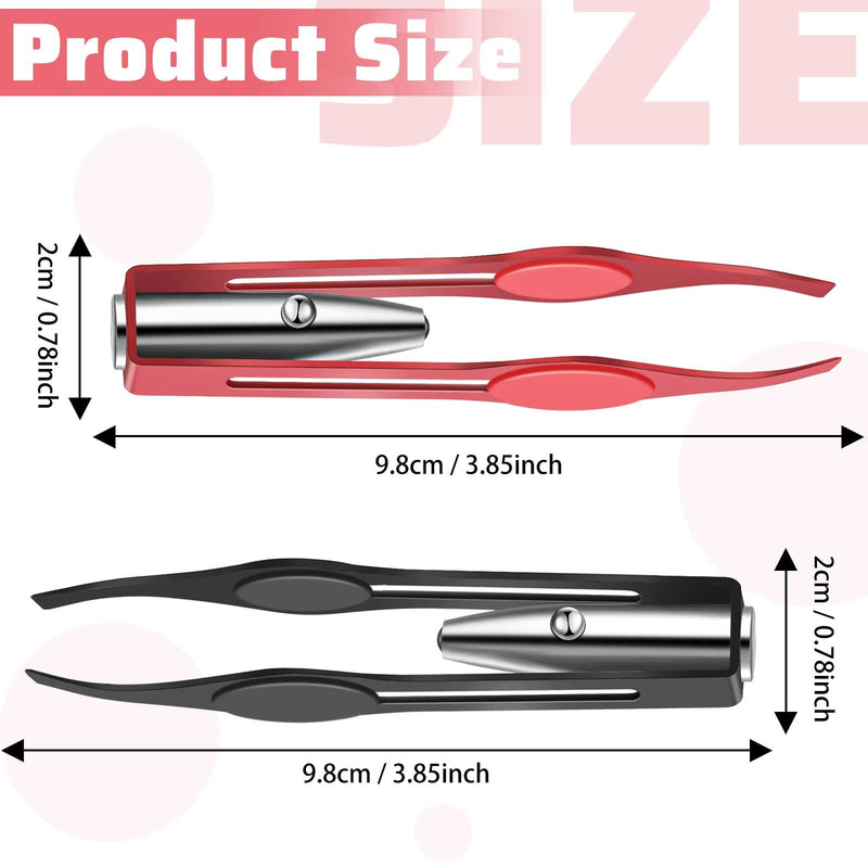 Pack Of 2 Tweezers With Led Light Hair Removal Illuminated Tweezers Make Up Tweezers With Light Tools For Men Women Precision Eyebrow Eyelashes Stainless Steel Tweezers Black Red - NewNest Australia