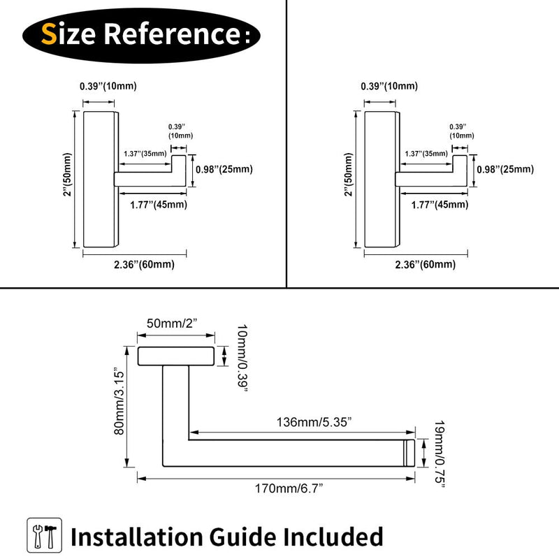 GERZWY Modern Matte Black 3-Piece Bathroom Hardware Set SUS 304 Stainless Steel Toilet Paper Holder and 2X Towel Hook Wall Mounted - NewNest Australia