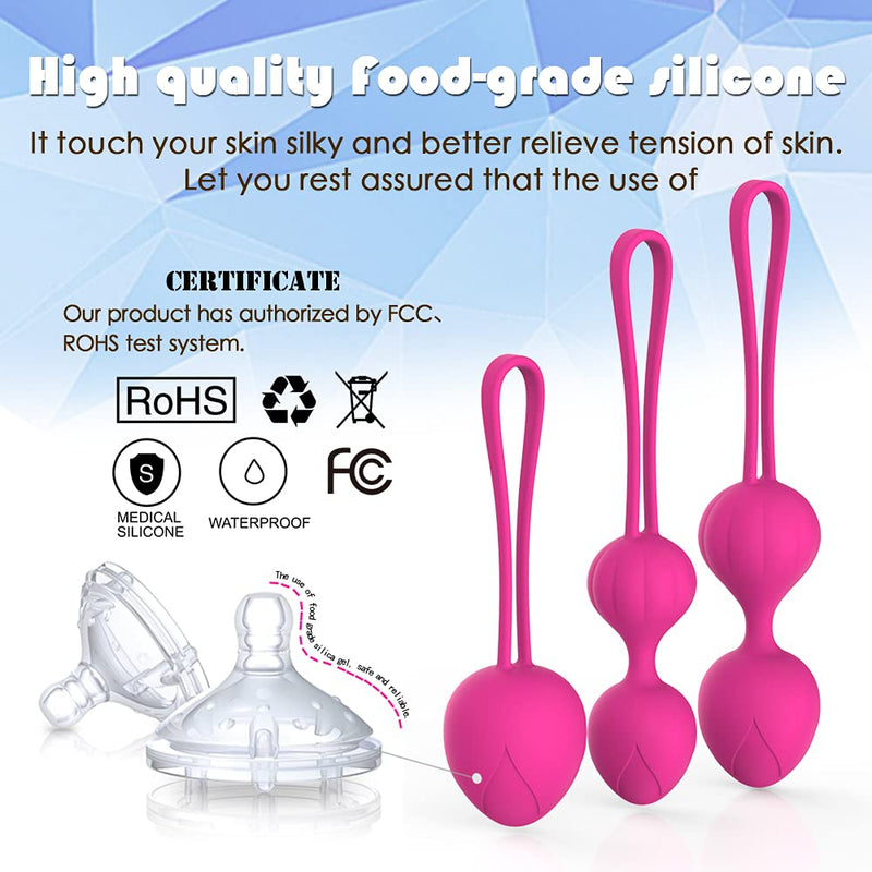 Kegel Exercise Ball, Silicone Vaginal Koro Balls For Pelvic Floor Exercises And Bladder Control, Kegel Weights Balls Toning Training Set For Women, Set Of 3 (Pink) - NewNest Australia