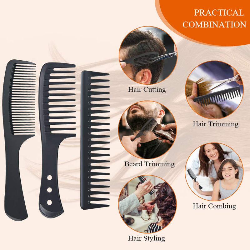 URAQT Hairdressing Combs Set, 3 Pack Wide Tooth Combs, Heat Resistant Anti-static Carbon Hair Brush Hair Comb for Long, Wet or Curly Hair Detangling Wide Tooth Comb Set - NewNest Australia