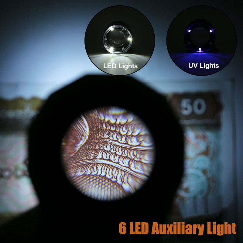 30X Loupe Magnifier with 6 LED Lights, Rechargeable Portable Desktop Metal Jewelers Loupe, Magnifying Glass with Purple Light and White Light Jewelry Tool for Coins, Jewelry, Currency, and Stamps - NewNest Australia