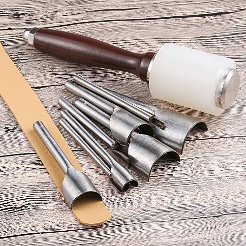 Caydo 8 Pieces Leather Tools Craft Half-Round Cutter Punch for Crafting Strap Belt, Wallet and Bag, 5-40 mm - NewNest Australia