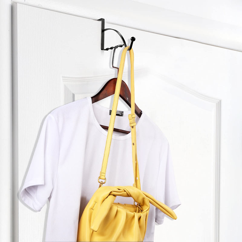 4 Pieces Over Door Hooks Hanger Multi Hanging Storage Organizers Valet Hooks for Coats Clothes Hoodies Hats Scarves Purses Keys Bath Towels Robes and More (Black) Black - NewNest Australia