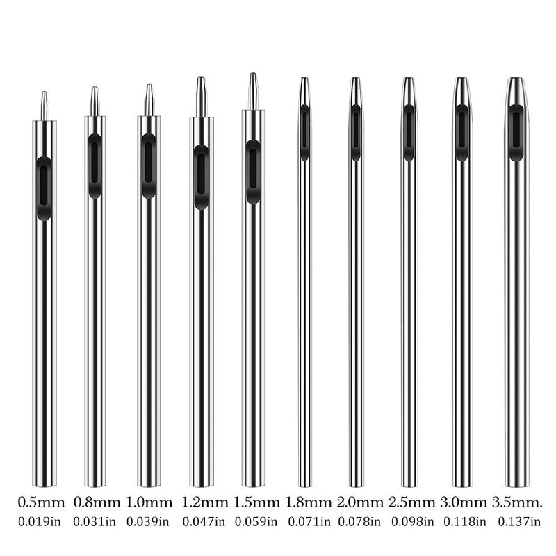 10 Pcs Leather Hole Punch Cutter 0.5mm-3.5mm Hollow Punch Set for Leather Crafting Round Hollow Tools for Watch Bands Belts Canvas Paper Rubber Soft Material Working - NewNest Australia