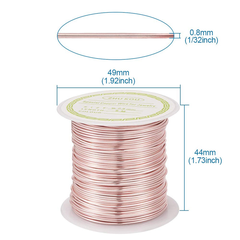 Pandahall 26.3 Feet Tarnish Resistant Copper Wire 20 Gauge Jewelry Beading Craft Wire for Jewelry Making (Rose Gold) 0Rose Gold 20 Gauge(0.8mm)-26.3ft - NewNest Australia