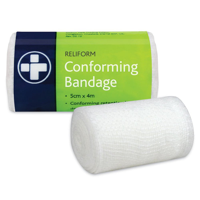 Reliform White, Soft, Comfortable, And High Absorbency Conforming Retention Bandage Designed To Secure Dressing And Wounds. First Aid Bandages For Wound Covering - (5cm X 4m ) Pack Of 10 - NewNest Australia