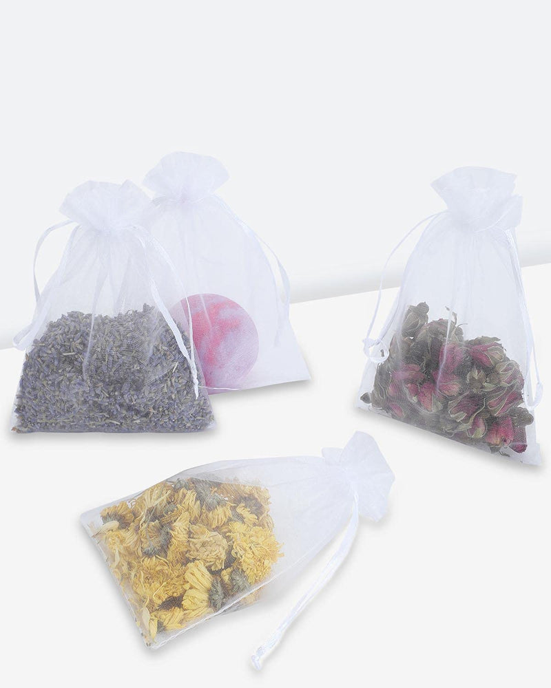 Kslong 100PCS Small Mesh Bags Drawstring 3x4,Sheer Organza Bags Drawstring for Jewelry, Mesh Party Wedding Favor Bags for Small Business,Candy,Bracelet Packaging,Empty Sachet Bags (White) White - NewNest Australia