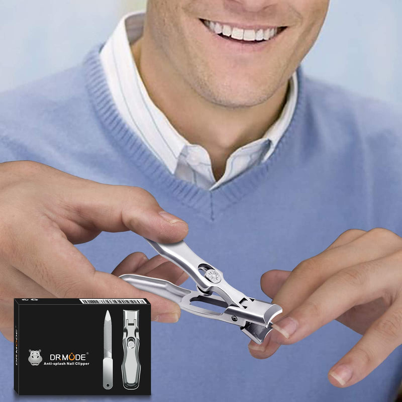 Nail Clippers - DRMODE Upgraded Wide Jaw Opening No Splash Nail Clippers for Thick Nails with Catcher,Toenail Clippers Long Handled Nail Cutter with Sharp Curved Blade for Men Senior - NewNest Australia