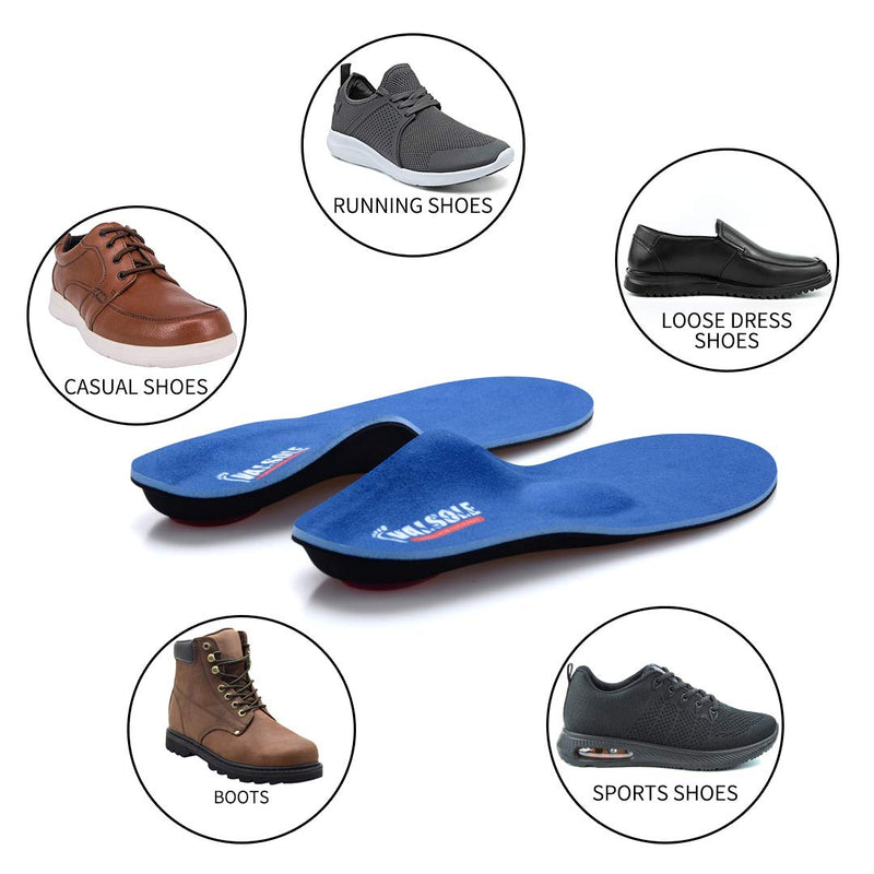 Valsole Orthotic Insole High Arch Foot Support Soft Medical Functional Insoles, Insert for Severe Flat Feet,Plantar Fasciitis,Feet Pain, Foot Valgus for Man and Woman UK-9-28cm Blue-v107b - NewNest Australia
