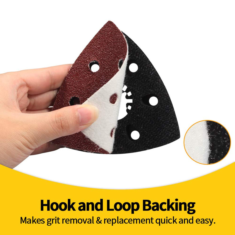 SPEEDWOX 50 Pcs Triangle Sanding Pads Hook and Loop 80 Grit 90mm 6 Holes Fit 3-1/2 Inches Oscillating Multi Tool Detail Sander Sandpaper Triangle Sanding Discs - NewNest Australia
