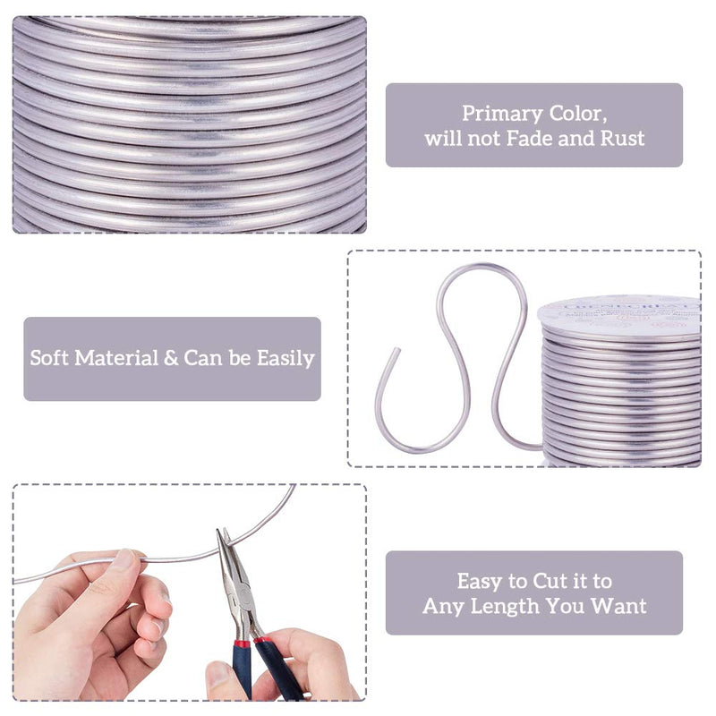 BENECREAT 9 Gauge 55FT Tarnish Resistant Jewelry Craft Wire Bendable Aluminum Sculpting Metal Wire for Jewelry Craft Beading Work - Primary Color, 3mm 9 Gauge (3mm) - NewNest Australia