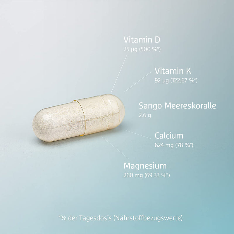 effective nature Sango sea coral + vitamin D3 & K2-120 capsules - with calcium & magnesium in the optimal ratio 2:1 - high dosage & vegan - nutritional supplement for bones & acid-base balance - NewNest Australia
