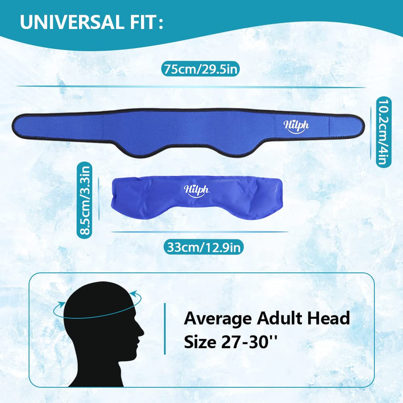 Hilph® Migraine Ice Head Wrap Headache Ice Pack, Gel Cold Pack Head Ice Pack Wrap Headband Cold Therapy for Headache, Occipital Neuralgia, Chemo Surgery, Itching - 29.5"x 3.5" - NewNest Australia