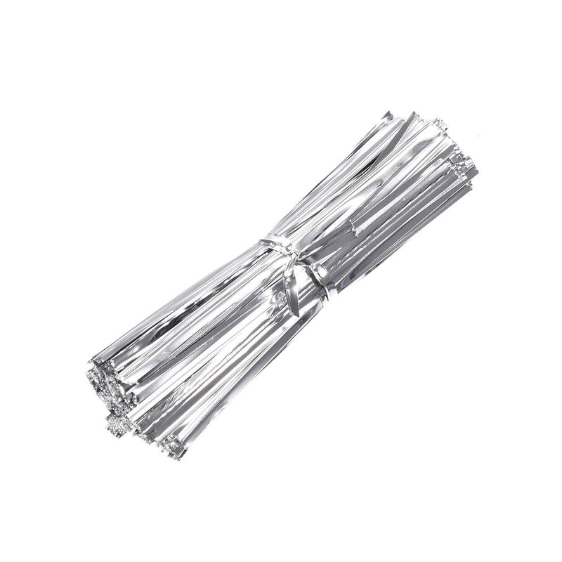 uxcell Metallic Twist Ties 3.15 Inches Quality Plastic Closure Tie for Tying Gift Bags Art Craft Ties Manage Cords Silvery 500pcs - NewNest Australia