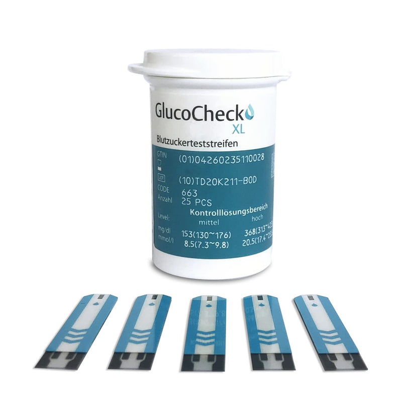 GlucoCheck XL blood sugar test strips, 50 pieces, for checking blood sugar levels (device is not included!) - NewNest Australia
