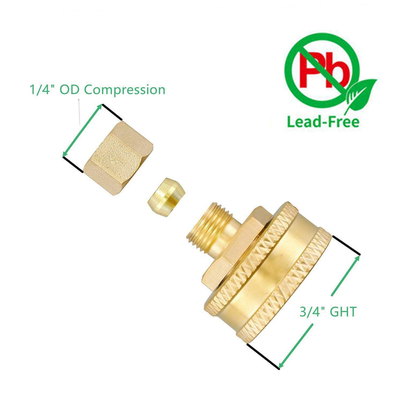 Minimprover Lead Free Brass 6PCS Garden Hose Adapter,Faucet to Hose Adapter,3/4" Female GHT Garden Hose Thread to 1/4" OD Compression Brass Connector Pipe Fittings - NewNest Australia