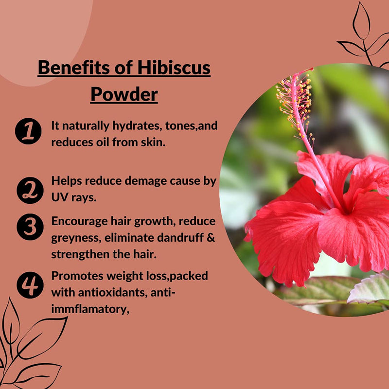 mi nature USDA Certified Organic Hibiscus Powder(SABDARIFFA)/100% Pure, Natural and Organic for Hair,Skin and Health/(227g/(1/2 lb)/8 Ounces) - resealable ziplock Pouch - NewNest Australia