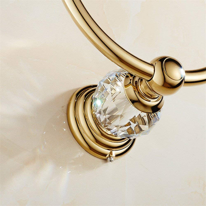 WINCASE Crystal Towel Ring, Gold Towel Holders for Bathrooms, Round Hand Towel Rack Wall Mounted Decorative - NewNest Australia