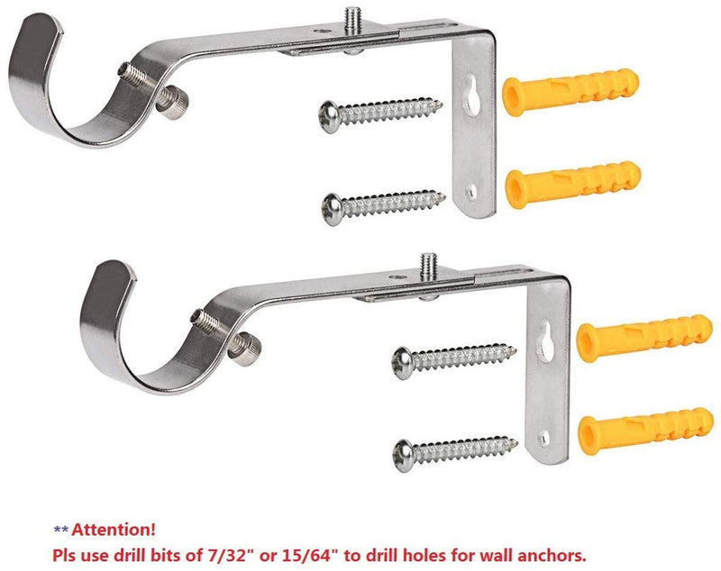 Curtain Rod Bracket Set of 2 for 7/8 or 1 Inch Rods, Adjustable - Satin Nickel 2set - NewNest Australia