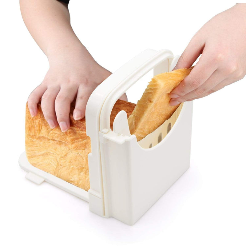 HYAM Bread Slicer, Adjustable Bread/Roast/Loaf Slicer Cutter,Folding Bread Toast Slicer Bagel Loaf Slicer Sandwich Maker Toast Slicing Machine with 5 Slice Thicknesses - NewNest Australia