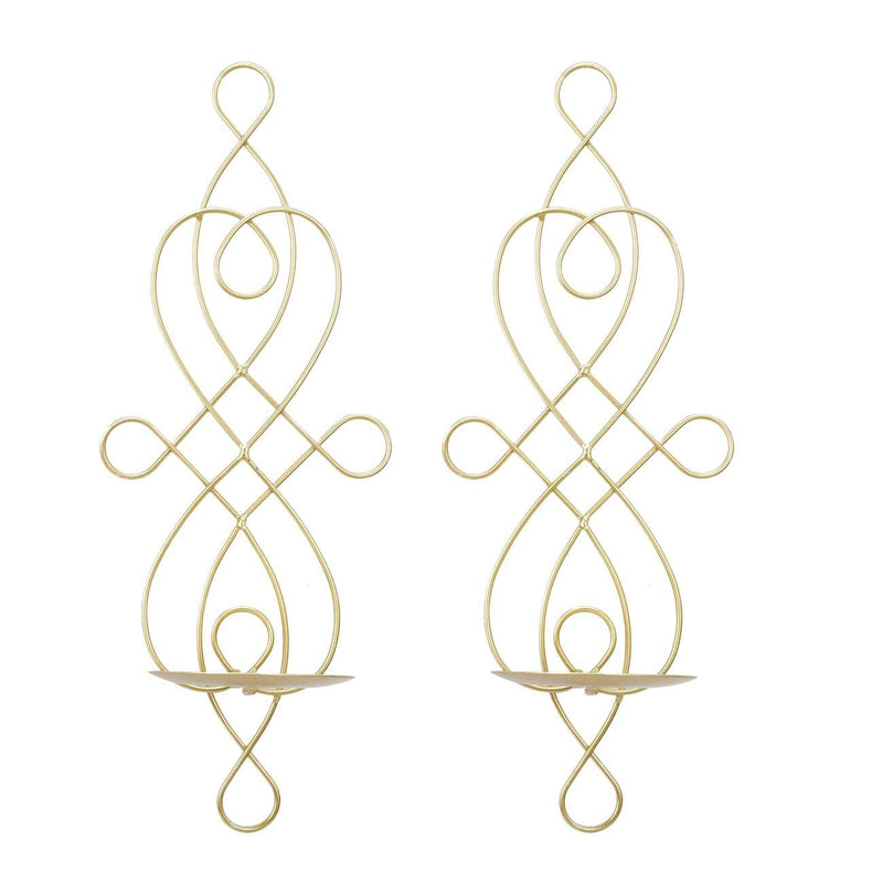 NewNest Australia - Wall Sconce Tea Light Candle Sconces Elegant Swirling Iron Hanging Wall Mounted Decorative Candle Holder for Home Decorations, Weddings, Events, 2 Piece, Gold 