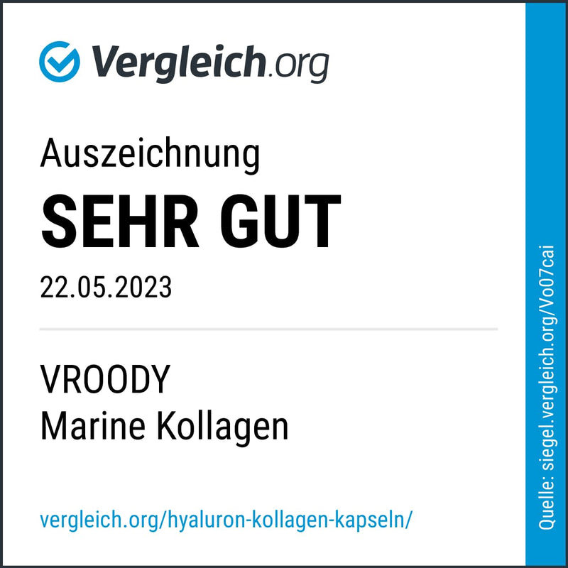Premium Marine Collagen Combo 1000mg + Q10, hyaluronic acid, copper, manganese, vitamins C, zinc & biotin contribute to the maintenance of normal skin & hair; Made in Austria by VROODY - test result VERY GOOD! - NewNest Australia