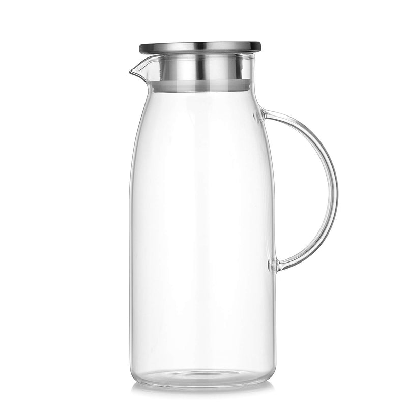 Artcome 60 Ounces Glass Iced Tea Pitcher with Stainless Steel Strainer Lid, Hot/Cold Water Jug, Juice Beverage Carafe - NewNest Australia