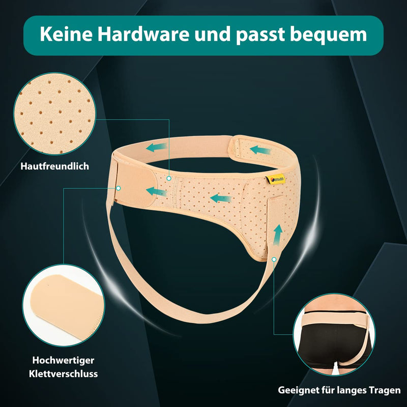 Tenbon Hernia Belt for Men, Inguinal Hernia Support, Medical Hernia Protection, Groin Brace for Single Sports Hernias, Adjustable Waist Belt with Removable (Beige, L) Beige - NewNest Australia