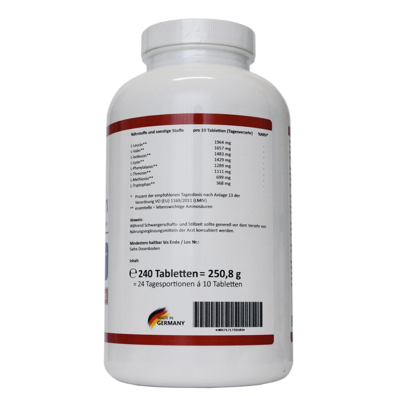 8 essential Amino Pattern 8EA - amino acids 240 vegan tablets in the optimal ratio of L-leucine, L-valine, L-isoleucine, L-phenylalanine, L-lysine, L-threonine, L-methionine and L-tryptophan - NewNest Australia