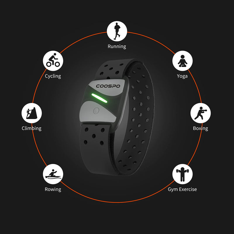 COOSPO HW807 Armband Heart Rate Monitor, Bluetooth 5.0 & ANT+ Dual HRM with HR Zone Heart Rate Variability, Optical HR Sensor with IP67 for Peloton Strava Zwift DDP Yoga - NewNest Australia