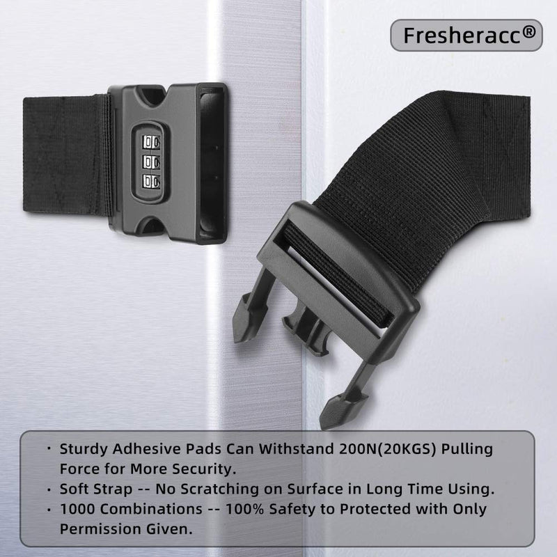 Child Baby Safety Strap Lock Latch for Fridge Refrigerator Freezer Cabinet Drawer RV Oven, (2 Packs) 1000 Combination Reusable Toddler Kids Proof Door Safe Locks Easy to Install No Damage (Black) Black - NewNest Australia