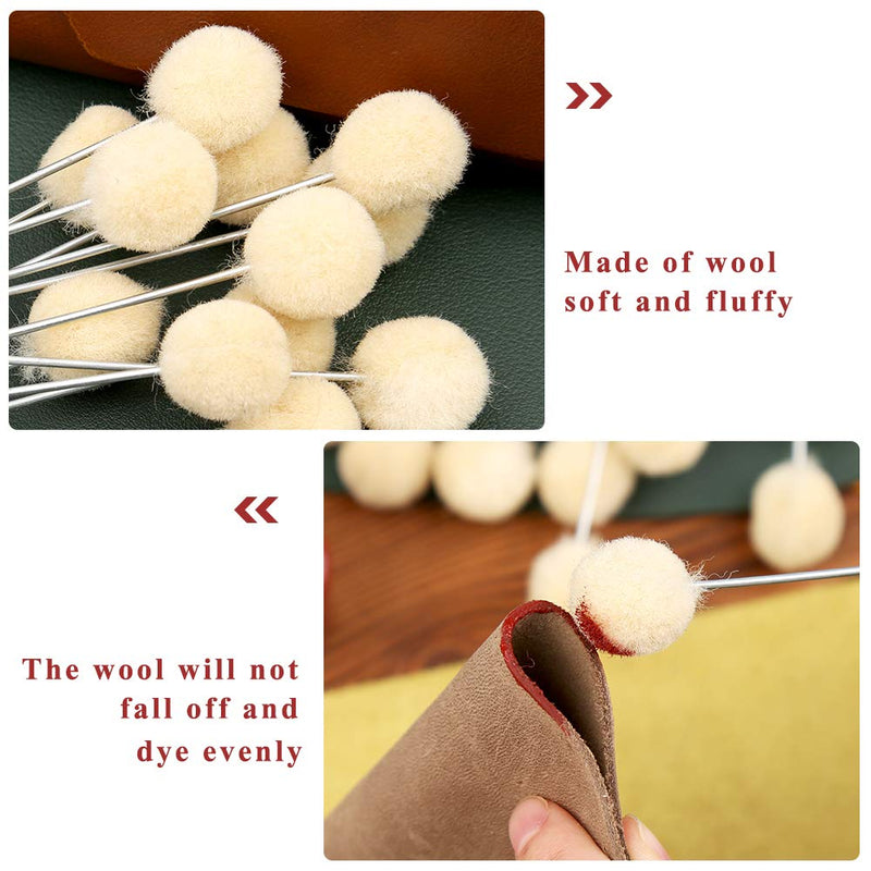 BUTUZE 25 Pcs Wool Daubers Wool Daubers Ball Brush Leather Dye Tool with Metal Handle Wool Daubers for Leather Dyes for DIY Crafts Projects - NewNest Australia