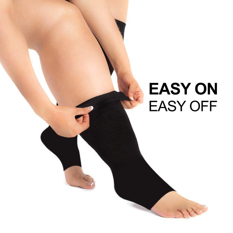 Zeta Socks Open Toe XXXL 26 Inch Wide Calf Plus Size Compression 20-30 mmHg for Fatigue, Pain, Leg Swelling, Soothing Comfy Gradient Support, Prevents Swelling, Pain, Edema, DVT (1 Pair) Black - NewNest Australia