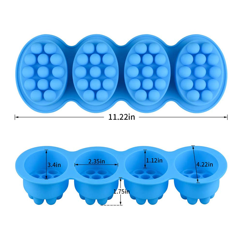 2 Pcs Silicone Massage Bar Soap Molds - SJ Silicone Molds for Soaps Making, Handmade Soap Molds, Nonstick & BPA Free (Blue & Mint Green) - NewNest Australia