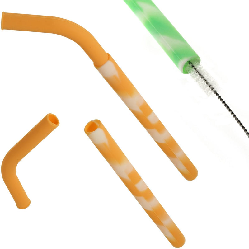 igadgitz home Reusable 100% Food Grade BPA Free Soft Silicone Straight & Bendy Drinking Straws with Metal Cleaning Brushes – Set of 6 (Purple, Orange, Yellow, Pink, Green, Blue) - NewNest Australia